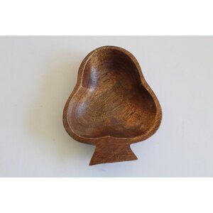 Vintage Small Spade Shaped Wooden Bowl / Nut Dish / Trinket Dish Rustic Handmade